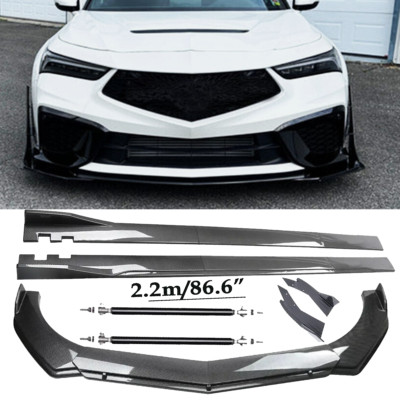 Carbon Fiber Front Bumper Lip Spoiler & Side Skirt  For Acura Integra Body