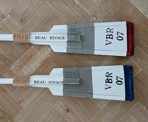 Paddel Holz maritime Deko 2er Set 80x12 weiß grau blau rot Wandschmuck Nautik - Bild 6 von 14
