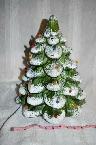 Vintage Ceramic Christmas Tree unbranded 15 Inch No Base green snow capped - Picture 5 of 12