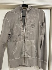 VTG LUCKY BRAND S Zip Hoodie Embroidered Sweatshirt w/crystals HTF