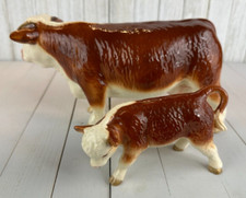 COOPERCRAFT Mama COW & Baby CALF BUTCHER SHOP FIGURE VTG BLUE EYES Orig. Label