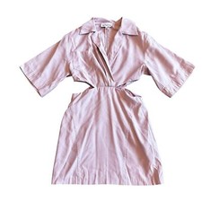 En Saison Purple Cutout Shift Dress Wrap Front Mini Length Size Small Women's