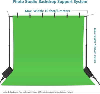 Neewer Photo Studio Backdrop Support System, 10ft/3m Wide 7ft/2.1m High Adjustab