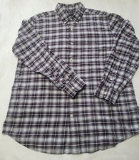 Men's CHAPS Plaid Dress Shirt Size XL Red/Black/White 100% Cotton 