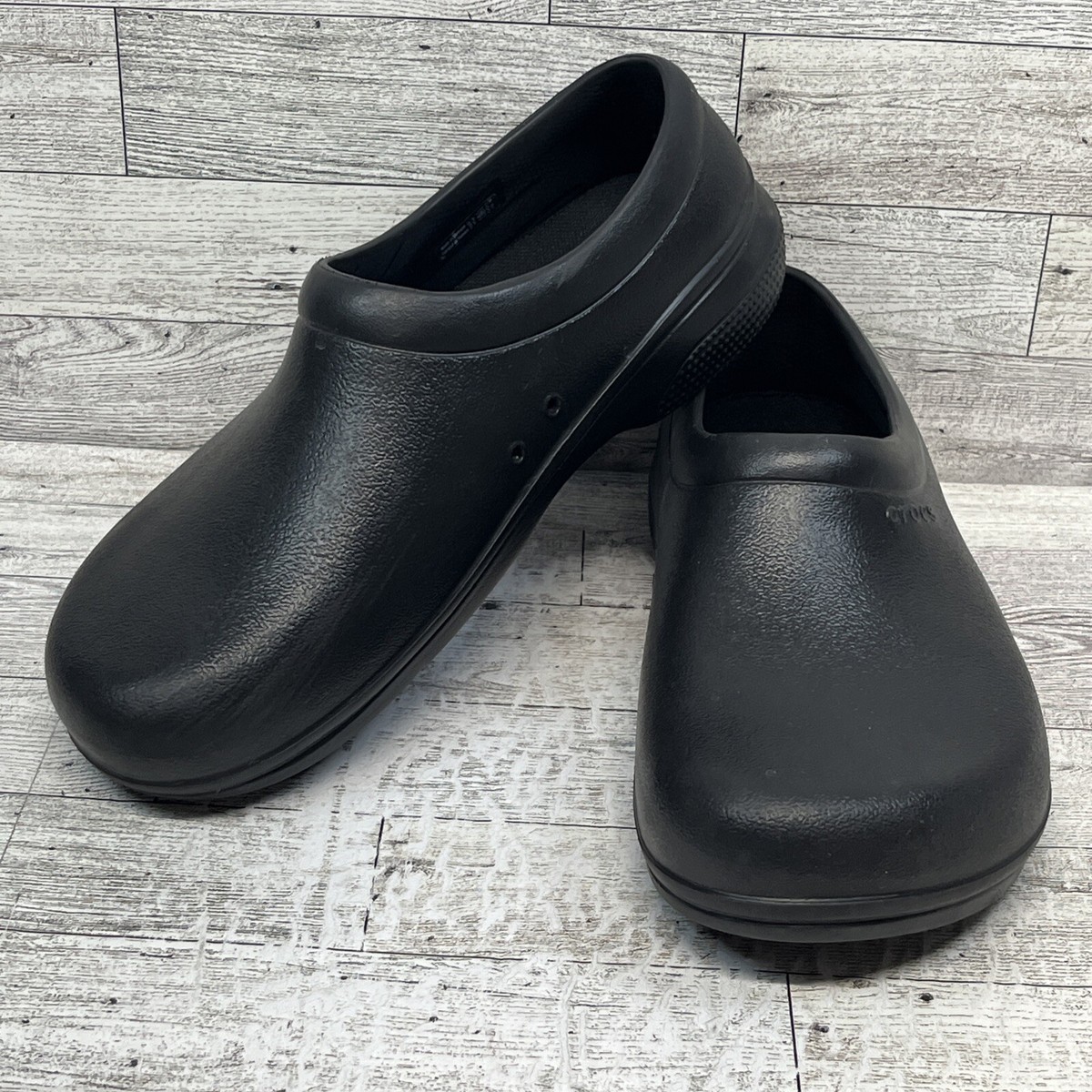 Crocs Unisex On-The-Clock Black Work Literide Slip-On Shoes Men Women
