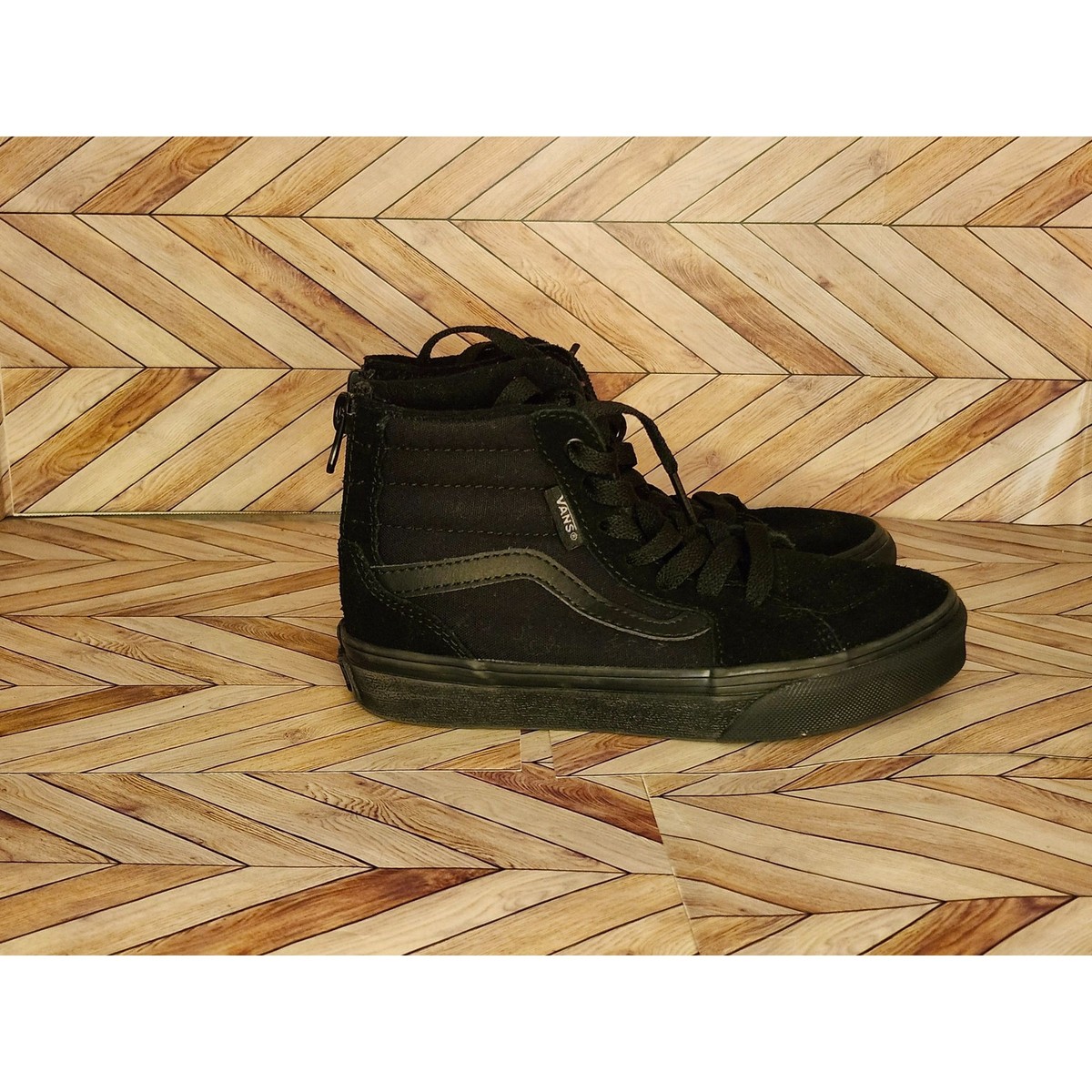 Vans Filmore Hi Zip Black Suede Canvas Athletic Shoe Size 13 Youth