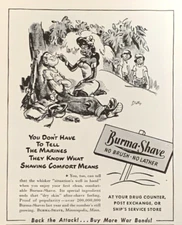 Burma-Shave No Brush No Lather WWII Vintage Print Ad 1944 #0660