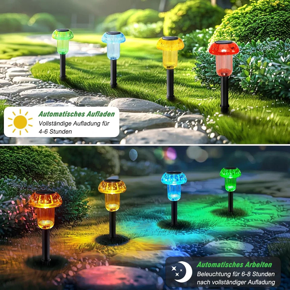 4 Stück LED Solarleuchten Außen Solarlampe Gartenleuchten Solar Rasen Deko Licht - Bild 2 von 4
