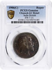 1906 (C) INDIA BRITISH 1RUPEE PCGS AU-DETAIL #72392-6