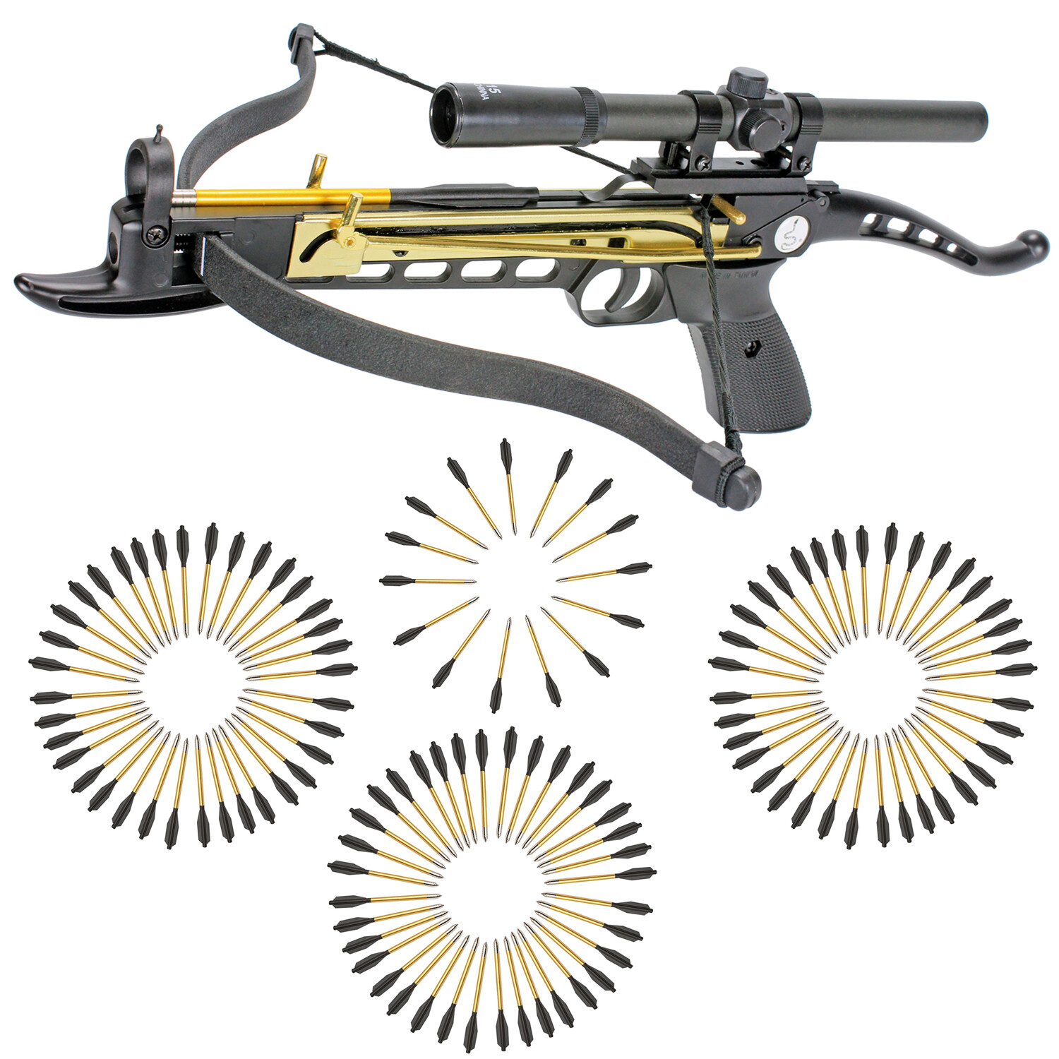 KingsArchery Crossbow Self-Cocking 80 LBS Hunting Scope, and a Total 123 Arrow