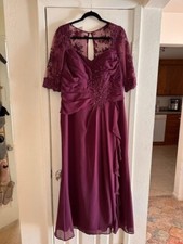 JJ's House Mother of the Bride/Groom Plum Dress; Formal Evening Gown, Size 14