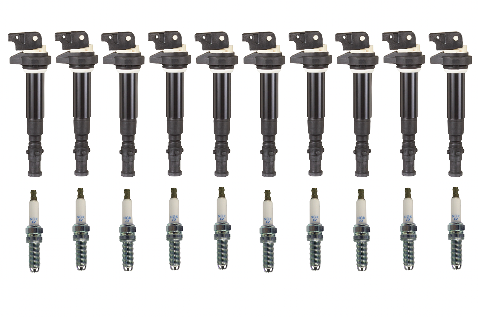 Set of 10 Ignition Coils + NGK Spark Plugs for BMW M5 M6 (2006 2010