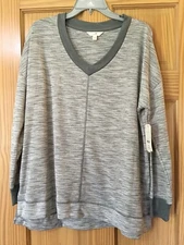 New Secret Treasures Womens Gray Top Long Sleeve Lounge Nightshirt