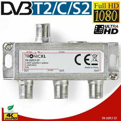 Répartiteur Antenne SAT/TV 2 Voies - Pour Signal Satellite, TNT Et Câble - Gamme 5-2400 MHz - DC Pass - 11