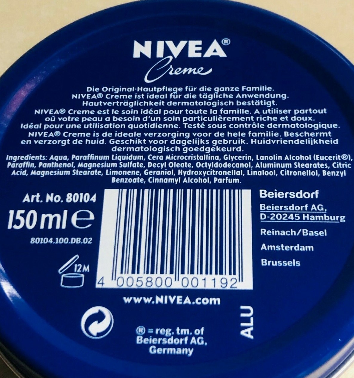NIVEA CREAM MADE IN GERMANY 150 ML PACK OF 6 (Scratched , new)