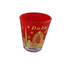 New souvenir Shot Glass United Arab Emirates Tequila Dubai icon Building . red
