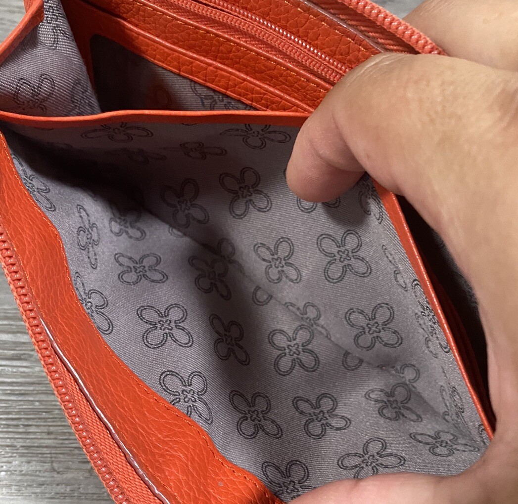 Buxton leather wallet patchwork orange yellow and… - image 6