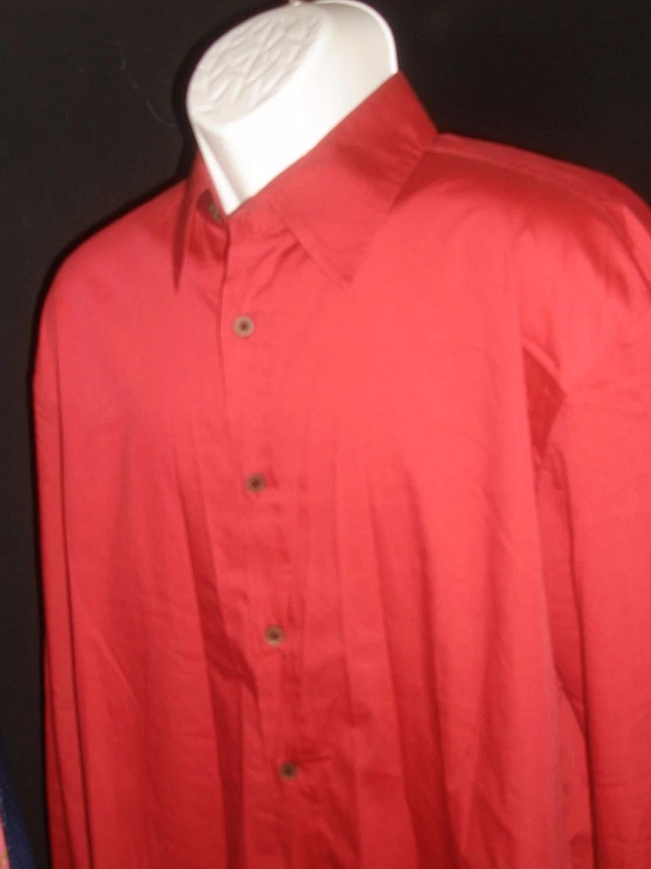 CAMISA SOCIAL CASUAL JUST CAVALLI MISTURA DE ALGODÃO VERMELHO SÓLIDO L/S 3XL eur/G EUA AJUSTADA - Imagem 3 de 4
