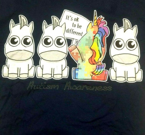 It's Okay To Be Different Unicorn Autism Awareness Small Unisex T-Shirt Tee Blue