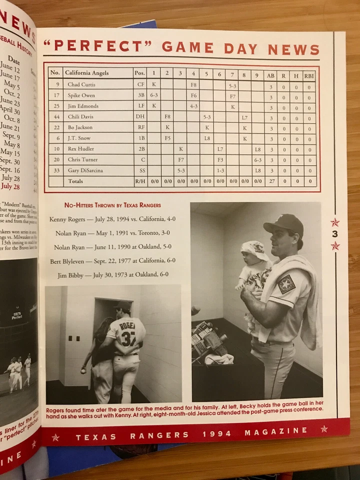 1994 Texas Rangers Program - July 28 Gameday News vs. California Angels - Image 4 of 4