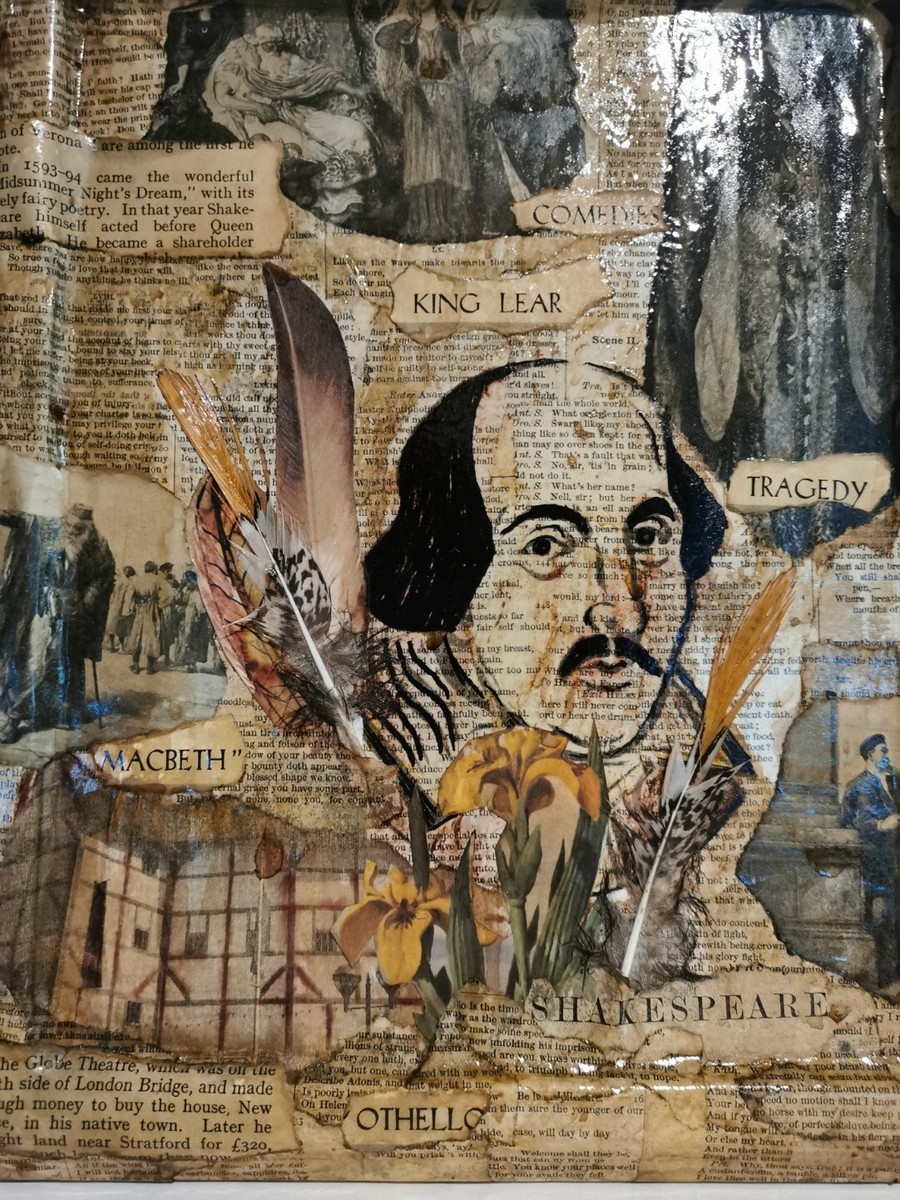 Collage Art Original 'Shakespeare' Mixed Media vintage