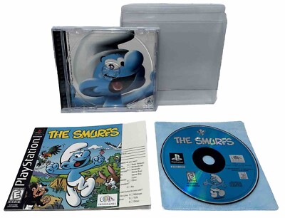 The Smurfs PS1 Complete CIB w/ Manual Reg. Card Rare Misprint Manual Error Read!