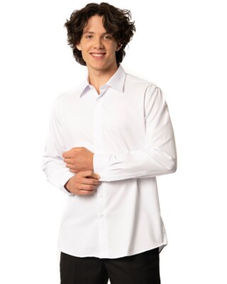 plain white dress shirt Men's White Performance Dress Shirt (Best Moisture Wicking & Breathable) Tailored / 17.5 / xl / 36-37