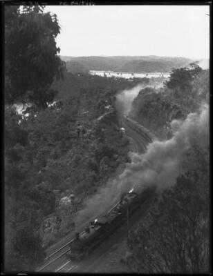 NSW Train coming up grade bridge in far background New South Wale - Old Photo