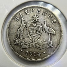 1914 Sixpence Coin - good Fine - King George V Silver Predecimal