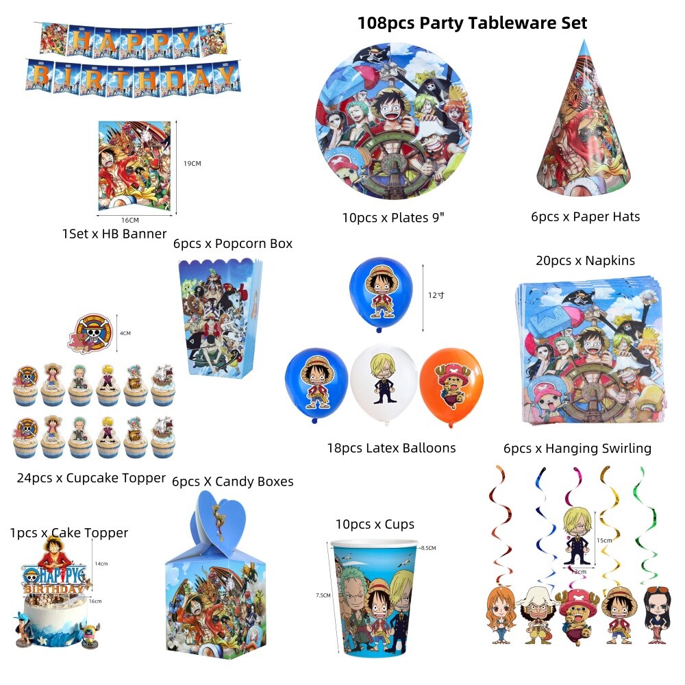 32PCS WE Geburtstags Partydeko Set - Ballons, Cake Topper & Banner Für Anime Geburtstag