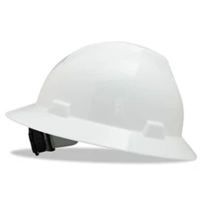 MSA 475369 V-Gard White Full Brim Hard Hat with Fas-Trac Suspension