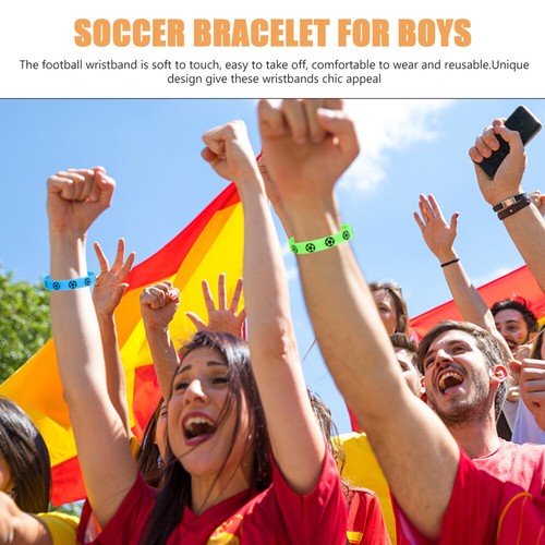 8 Pcs Football Rubber Bracelets Multicolour Soccer Bands Men's