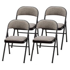 MECO Sudden Comfort Deluxe Metal Fabric Padded Chair Set, Black 4 PK Open Box 