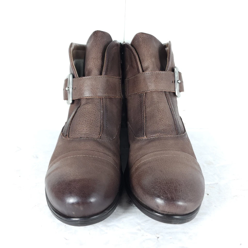 Botas de tornozelo femininas Miz Mooz Siggy US7,5 EU38 couro marrom espresso com zíper lateral - Imagem 3 de 4