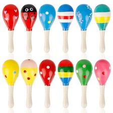 JYUHA 12 St&uuml;ck Baby Maracas aus Holz, mehrfarbiges musikalisches Ei klein,