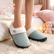 Cozy Non-Slip Indoor Slippers Women's Plush Fleece-Lined Warm Cotton House Shoes