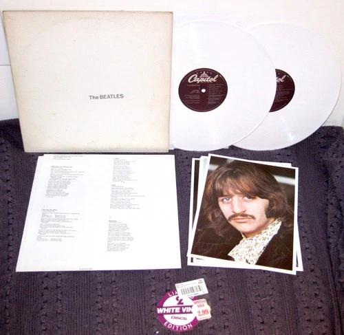 THE BEATLES White Album 2-LP 1970s Press WHITE VINYL Capitol w/Poster+Photos NM-