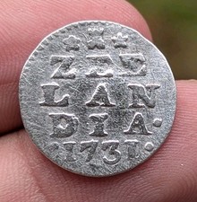 Moneda de plata Stuiver Zeeland 2 Stuiver Colonial Voc Holanda 1731 fecha rara_a402
