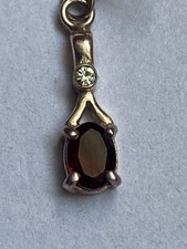 925 Silver Red Garnet Drop Earrings With Box For Pierced Ears