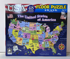 USA Floor Puzzle 48 Jumbo Pieces 2 Foot x 3 Foot New In Box Geography Maps