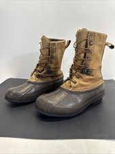 LaCrosse Mens Size 9 Brown Leather Rubber Duck Boots Waterproof Fiberglass Shank