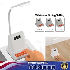 Rechargeable 3 Levels LED Desk Light Work Table Lamp Triple Head w/ 99Min Timer