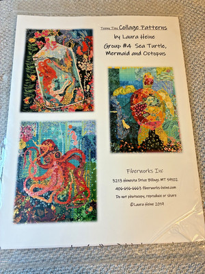 Teeny Tiny Collage Quilt Pattern, Laura Heine, Group 4, Turtle, Mermaid, Octopus