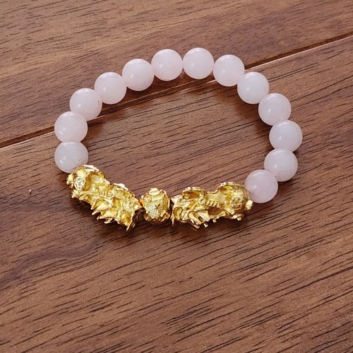 Rose Quartz Bracelet Feng Shui Bracelet Self Love & Romance foo dog dragon