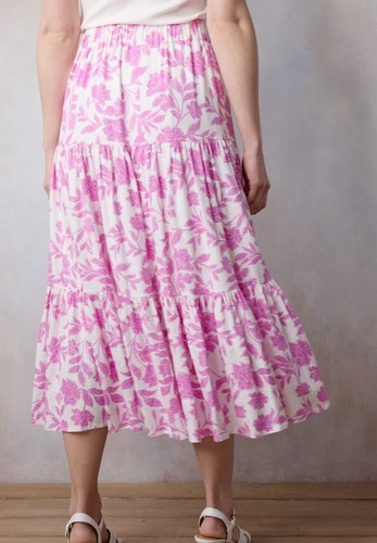 Lauren Conrad Rock Damen Medium Rosa Blumen Leinenmischung Stufen Bauern Boho - Bild 4 von 4