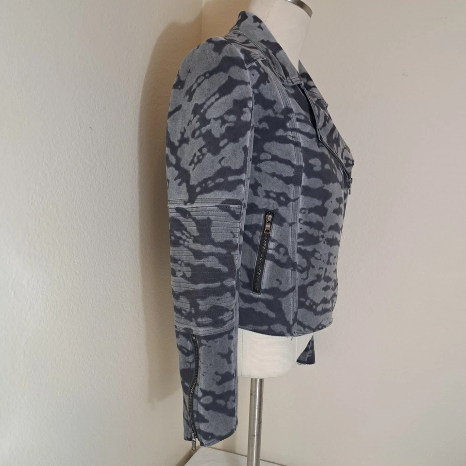 Jaqueta Anthropologie Marrakech Feminina Tamanho P Cinza Camuflagem Moto Zíper Grunge Rock - Imagem 3 de 4