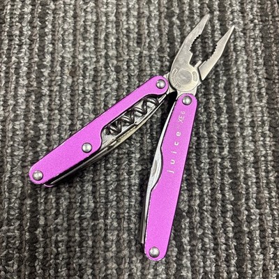 RARE Retired Leatherman Juice XE6 Thunder Purple, Small Chip To Needle Nose Tip