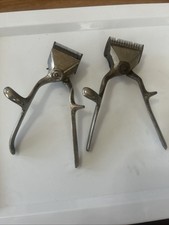 2 Vintage 1900s Manual Hair Clipper Barber Hand Trimmer Metal Grooming Tool