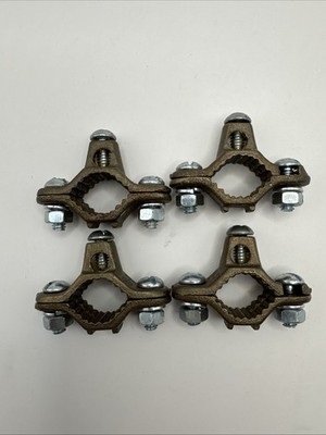 (4) Bronze Electrical Grounding Clamps 1/2-1 10 2 UL Listed