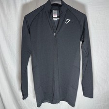 Gymshark Vital Seamless 1/4 Zip Mens Small Black Silhouette Grey Pullover